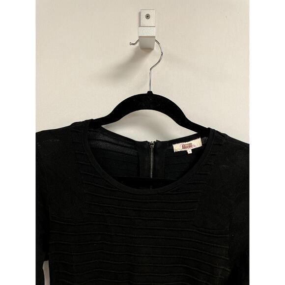 PARKER Lois Knit Flouncy Sweater Mini Dress Bell Sleeve LBD Black Size S $398 - Picture 2 of 12